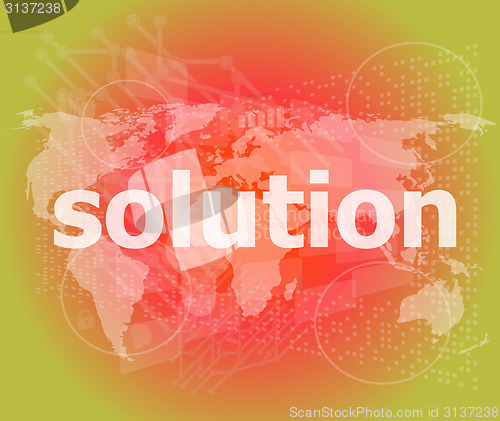 Image of The word solution on digital screen, business concept