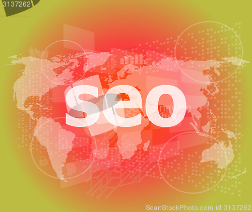 Image of The word seo on digital screen, it concept