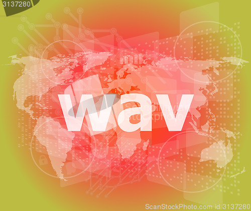 Image of digital concept: wav word on digital screen