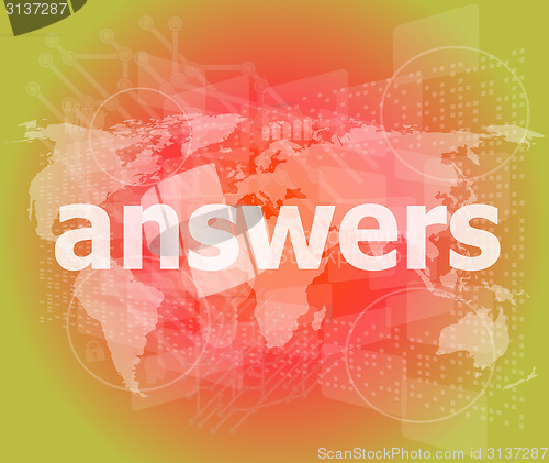 Image of Education concept: words answers on digital background