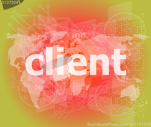 Image of SEO web design concept: client on business digital background