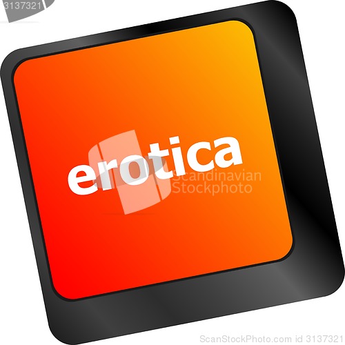 Image of erotica button on computer pc keyboard key