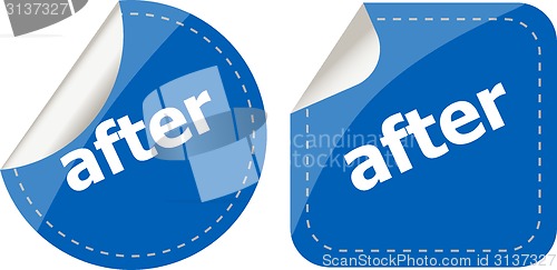 Image of after word stickers set, icon button, business concept