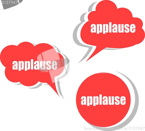 Image of applause word on modern banner design template. set of stickers, labels, tags, clouds