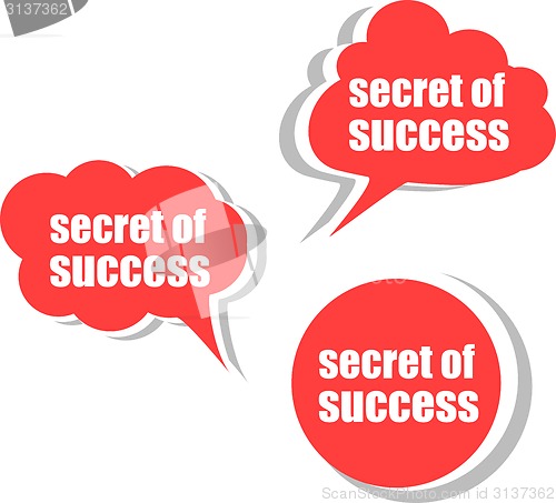 Image of secret of success. Set of stickers, labels, tags