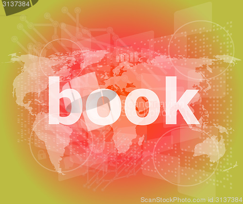 Image of book word on digital touch screen