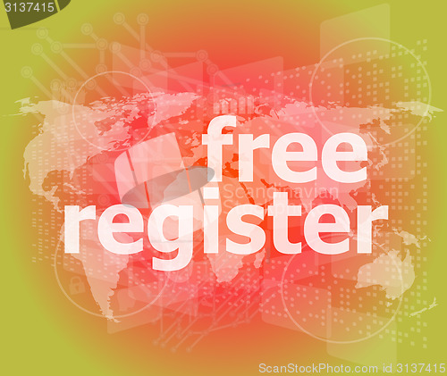 Image of digital background with free registration word. global internet concept
