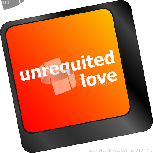 Image of unrequited love on key or keyboard showing internet dating concept