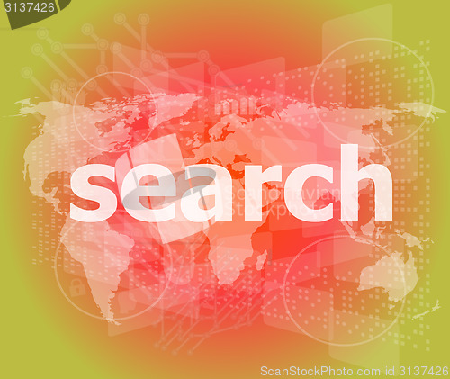 Image of SEO web development concept: words Search on digital background