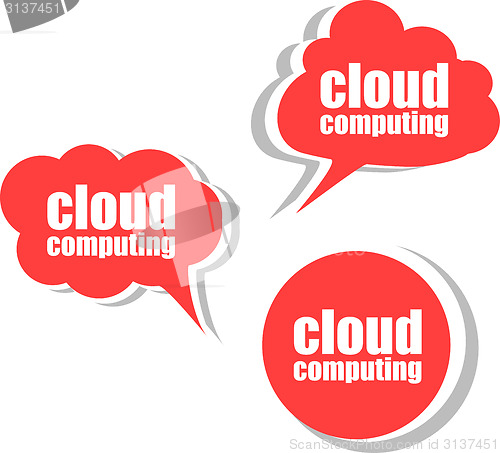 Image of cloud computing. Set of stickers, labels, tags. Template for infographics