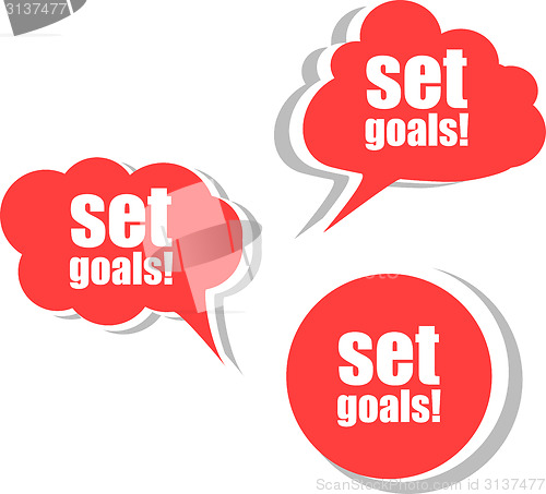 Image of set goals. Set of stickers, labels, tags. Template for infographics