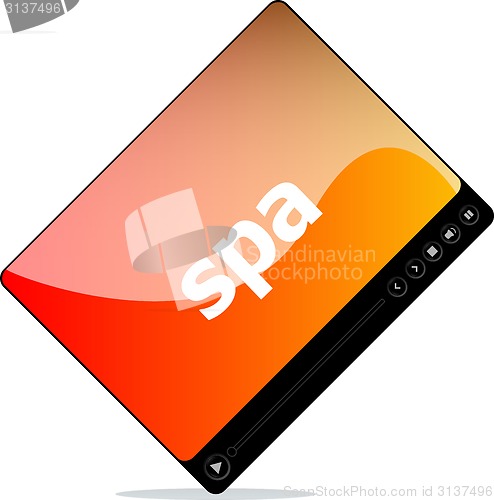 Image of Video player for web, spa word on it