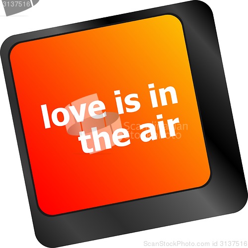 Image of Modern keyboard with love is in the air text