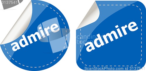 Image of admire word stickers set, icon button, business concept