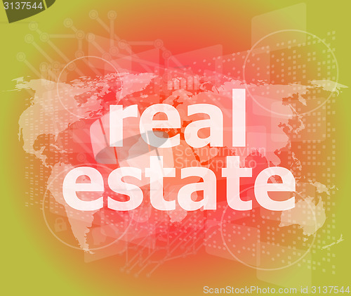 Image of real estate text on touch screen