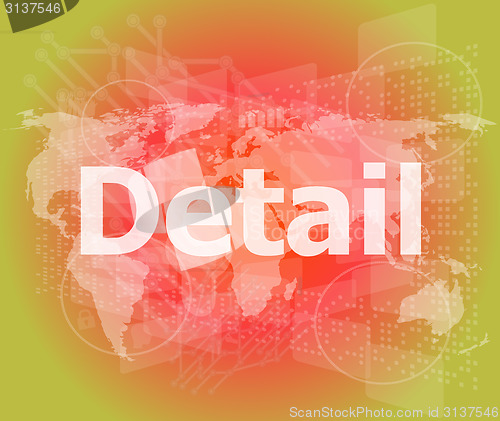 Image of The word detail on digital screen, business concept