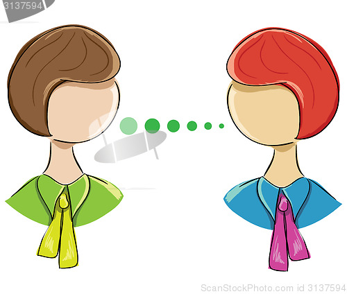 Image of Vector icon of two women communicating on a white background