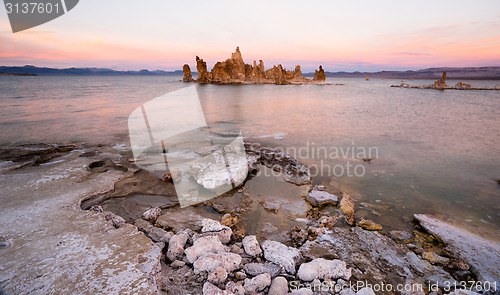 Image of Rock Salt Tufa Formations Sunset Mono Lake California Nature Out