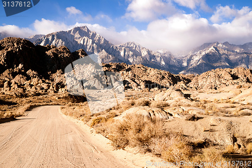 Image of Dirt Road into Alabama Hills Sierra Nevada Range California