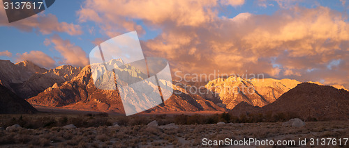 Image of Golden Alpine Sunrise Alabama Hills Sierra Nevada Range Californ