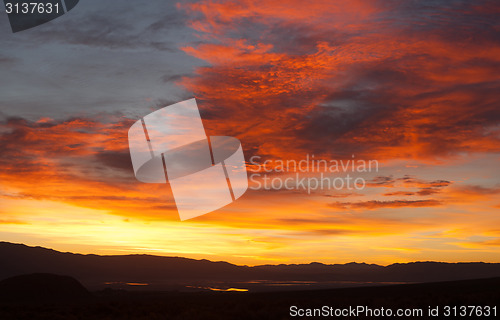 Image of Sunrise Comes over Owens Lake Sierra Nevada Range California