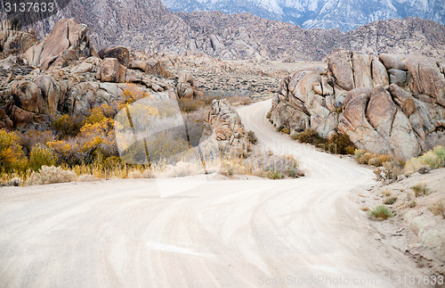 Image of Dirt Road into Alabama Hills Sierra Nevada Range California