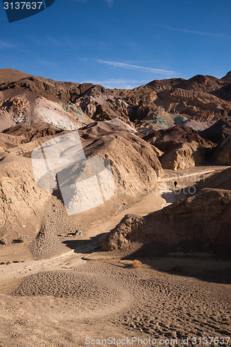 Image of Woman Hiking Artist's Point Death Valley  Badlands California