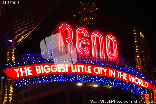 Image of Reno Downtown Biggest Little City in the World Sign