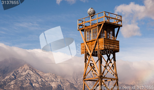 Image of Guard Tower Searchlight Manzanar National Historic Site Californ