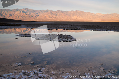 Image of Badwater Basin Panamint Range Sunrise Death Valley National Park