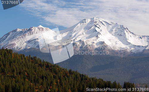 Image of HIgh Ridge Snow Covered Mountain Cascade Range Mt Shasta