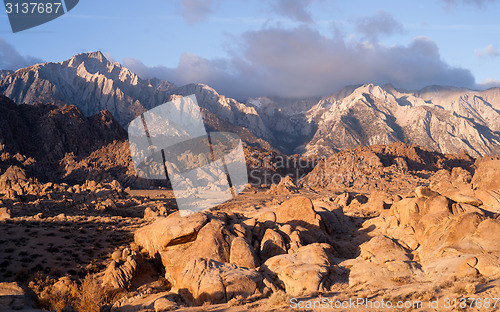 Image of Golden Alpine Sunrise Alabama Hills Sierra Nevada Range Californ