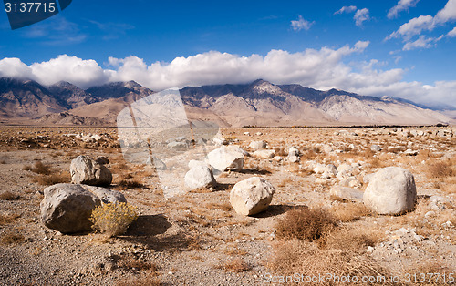 Image of Sagebrush Boulders Owens Valley Sierra Nevada Range California 