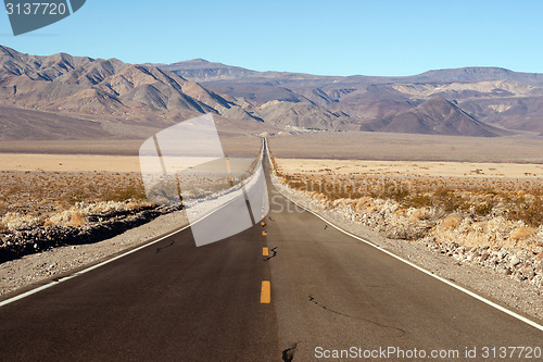 Image of Long Desert Two Lane Highway Death Valley California