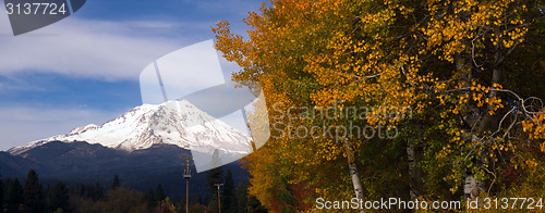 Image of Mt Shasta Rural Fall Color California Nature Outdoor