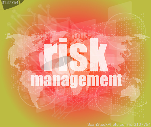 Image of Management concept: words Risk management on digital screen