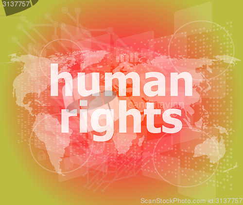 Image of Law concept: words human rights on business digital background