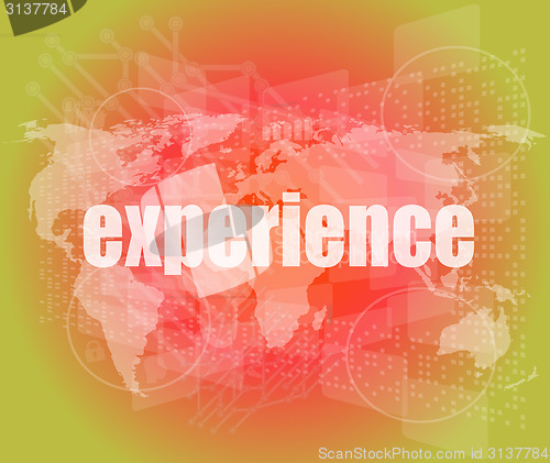 Image of business concept: words experience on digital screen