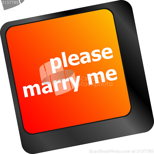 Image of button keypad keyboard key with please marry me words