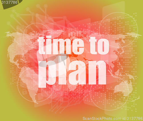 Image of illustration of touch screen with time to plan words