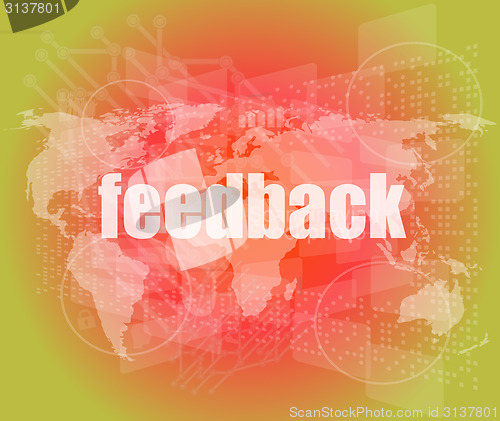 Image of Information technology IT concept: words Feedback on screen