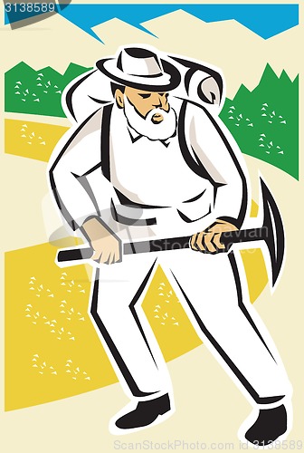 Image of Miner Pick Axe Backpack Mountains Retro