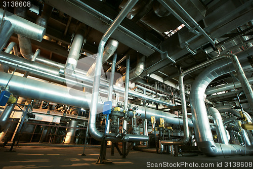 Image of Industrial zone, Steel pipelines, valves and cables