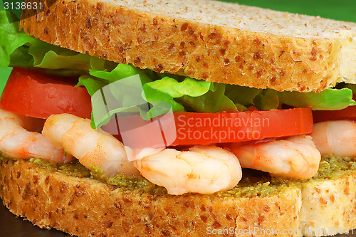 Image of Sandwich with shrimps and pesto