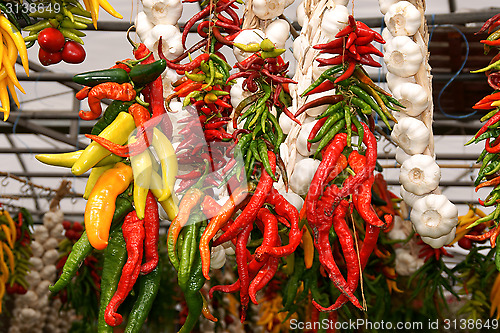 Image of Fresh chili peppers and garlic