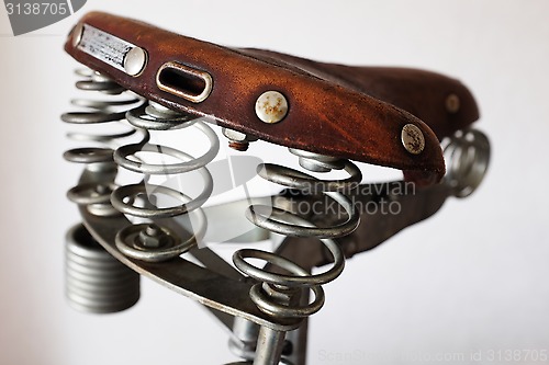 Image of old-fashioned vintage leather bike saddle