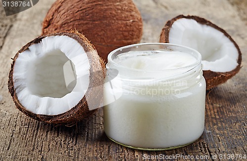 Image of coconut oil and fresh coconuts