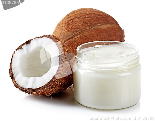 Image of coconut oil and fresh coconuts