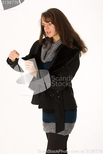 Image of Elegant woman with invoice