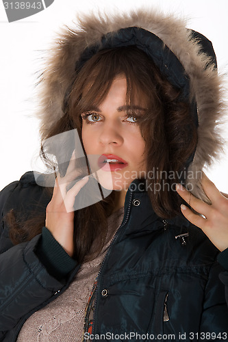 Image of Portrait of an elegant woman with hood